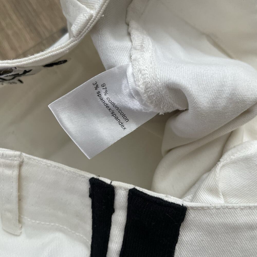 PAM & GELA Women's Size 26 Side Stripe Raw Step Hem Ankle Pants Jeans White - Picture 5 of 9